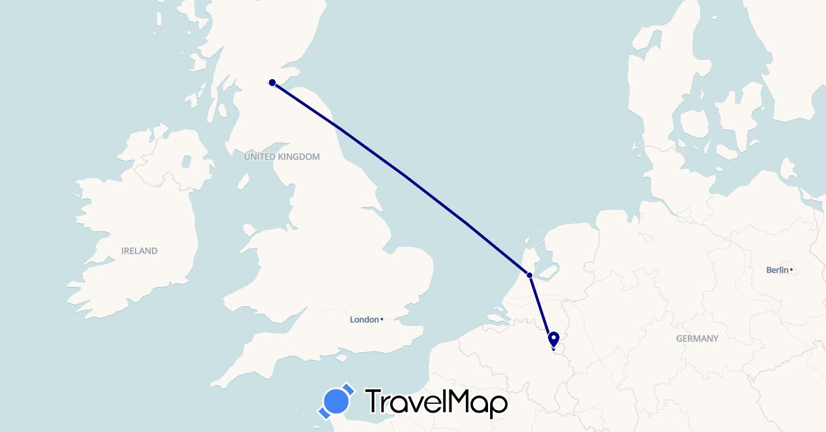 TravelMap itinerary: driving in United Kingdom, Netherlands (Europe)